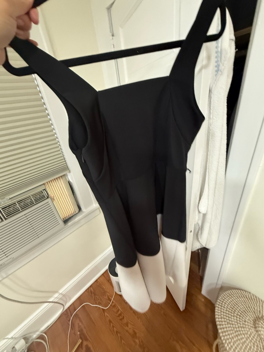 Black and Ivory Sleeveless Fit-and-Flare Dress
